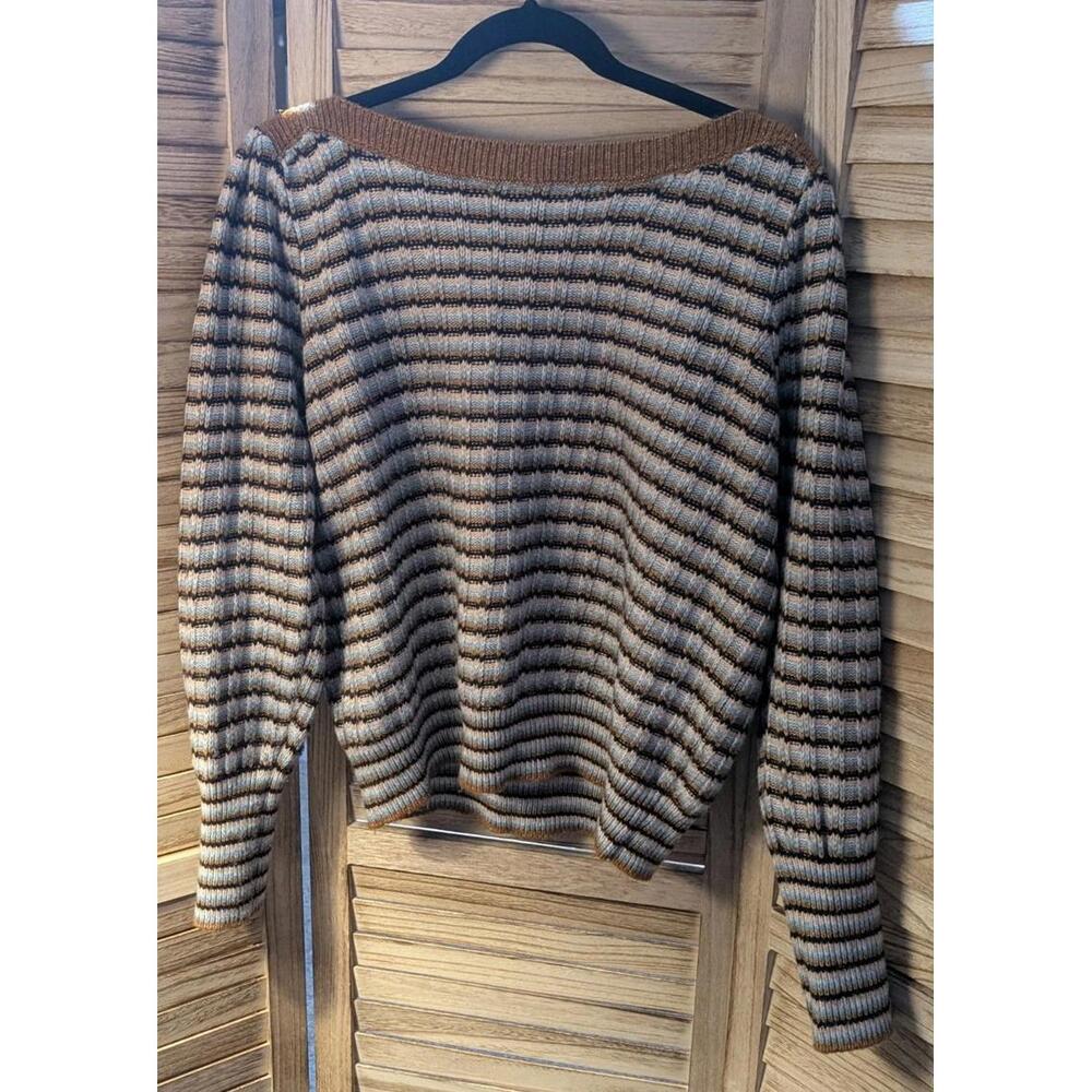 Nine West Sweater Womens Large Multicolor Knit Pullover Long Sleeves Cropped